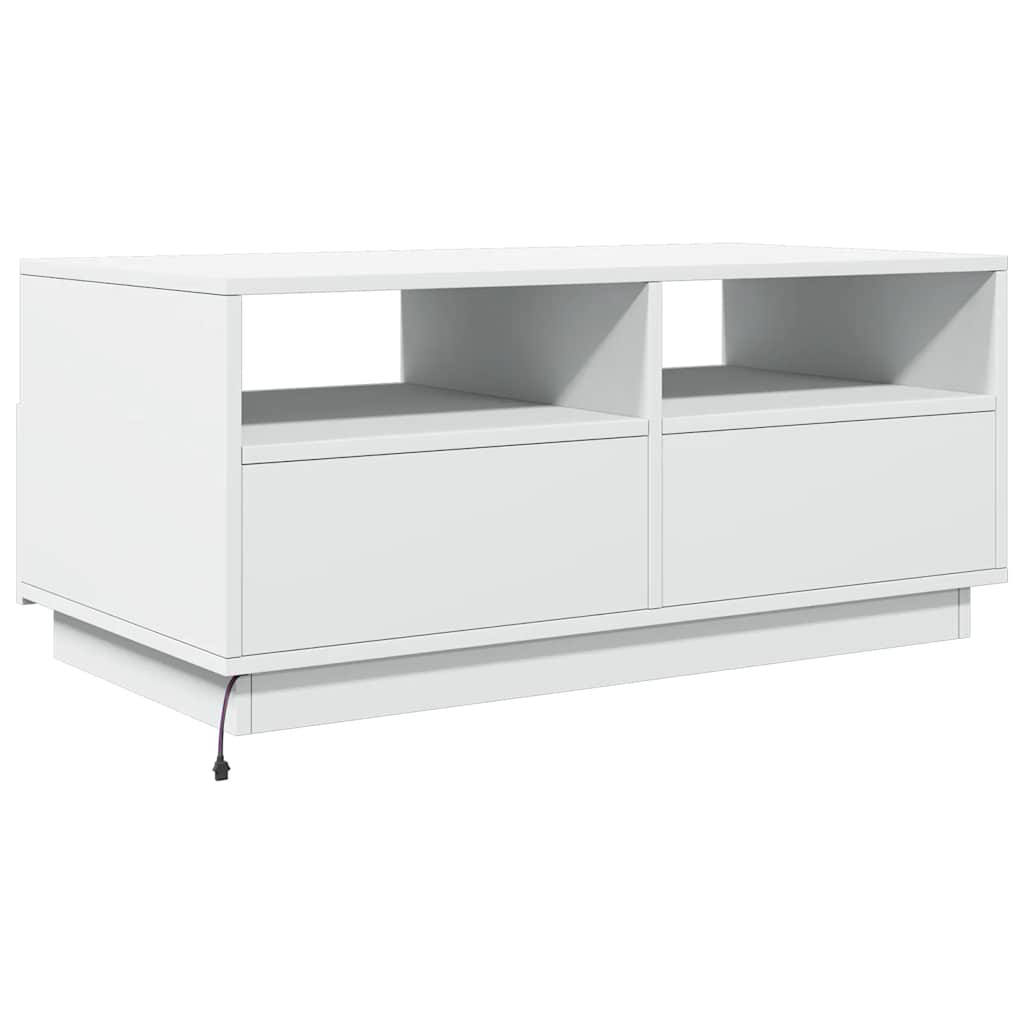 Table basse avec lumières LED blanc 90x49x40 cm - Tables basses