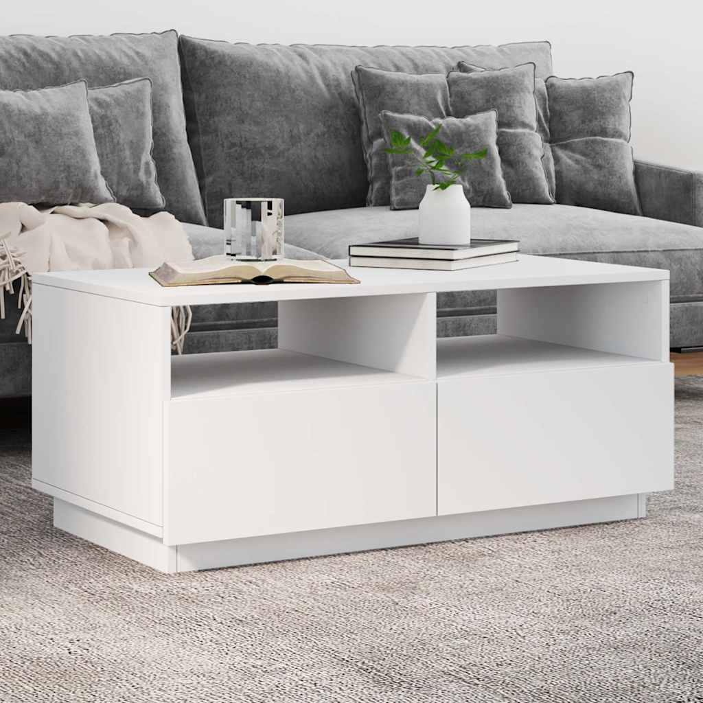 Table basse avec lumières LED blanc 90x49x40 cm - Tables basses