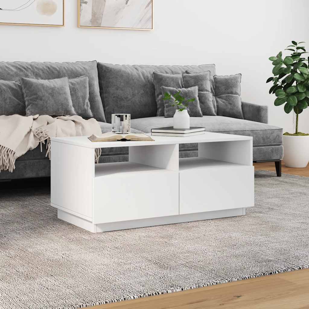 Table basse avec lumières LED blanc 90x49x40 cm - Tables basses