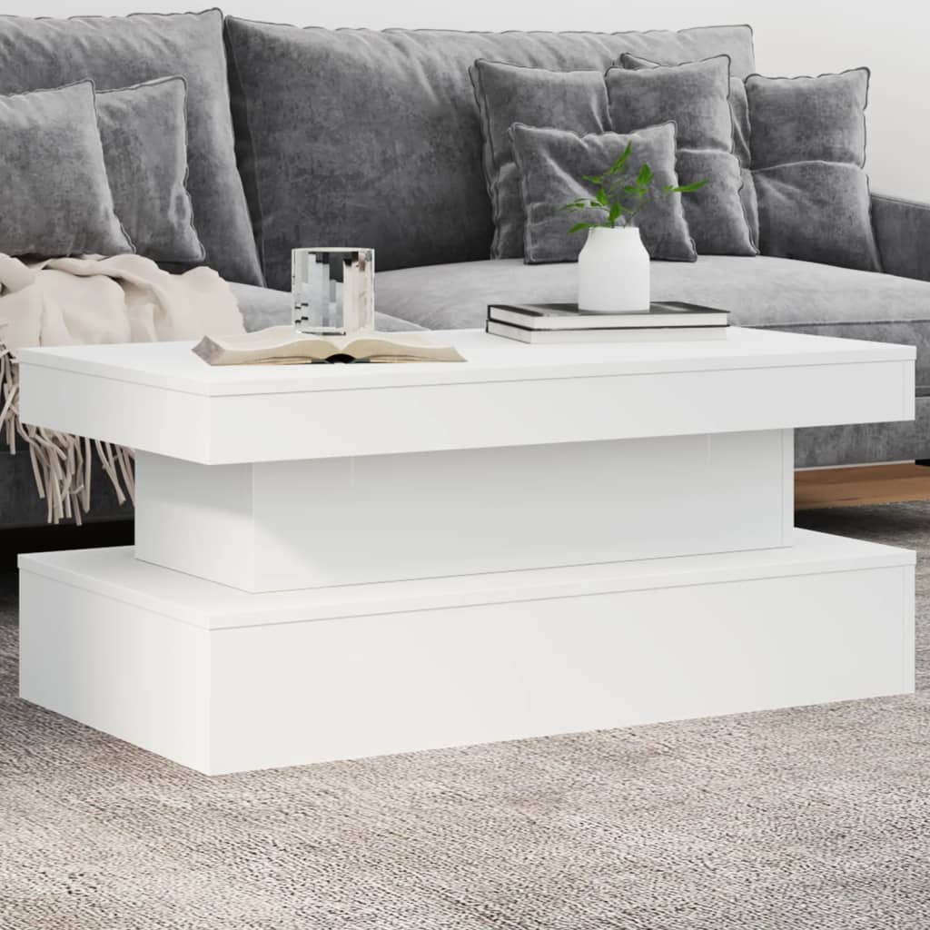 Table basse avec lumières LED blanc 90x50x40 cm - Tables basses