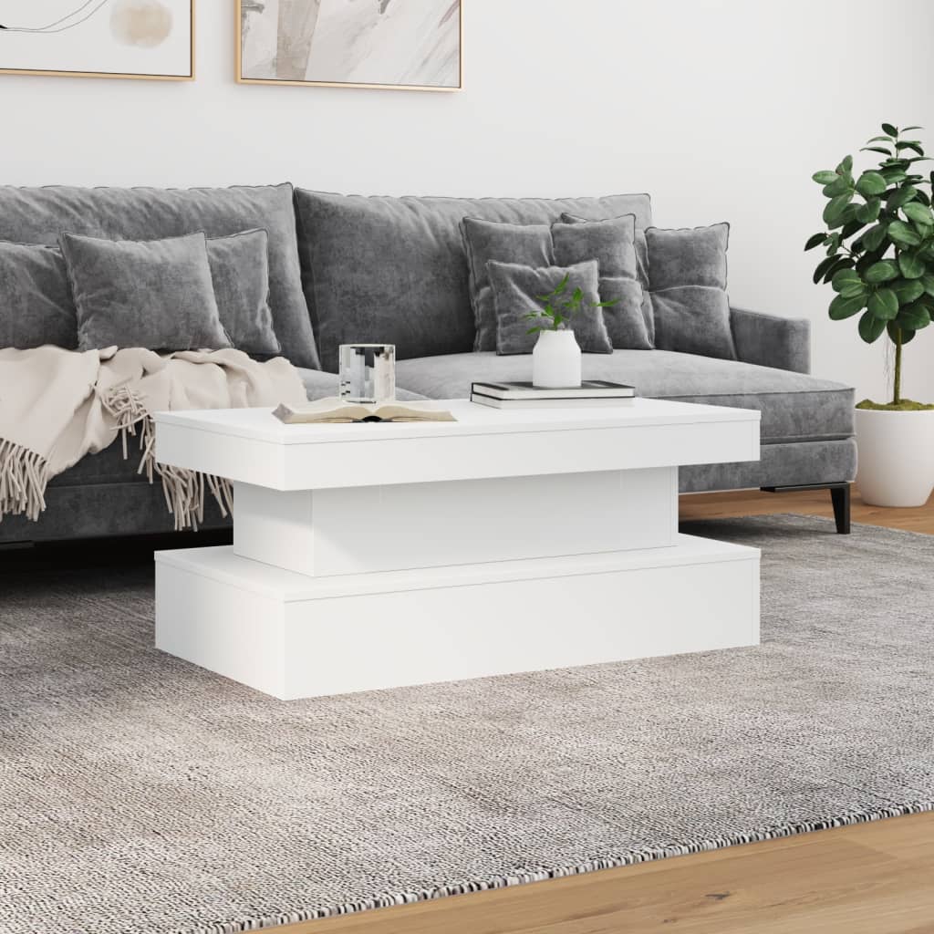 Table basse avec lumières LED blanc 90x50x40 cm - Tables basses
