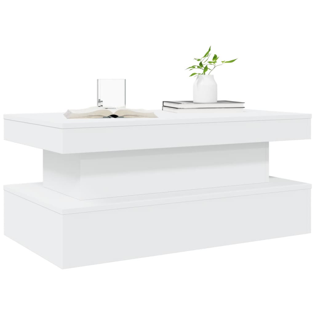 Table basse avec lumières LED blanc 90x50x40 cm - Tables basses