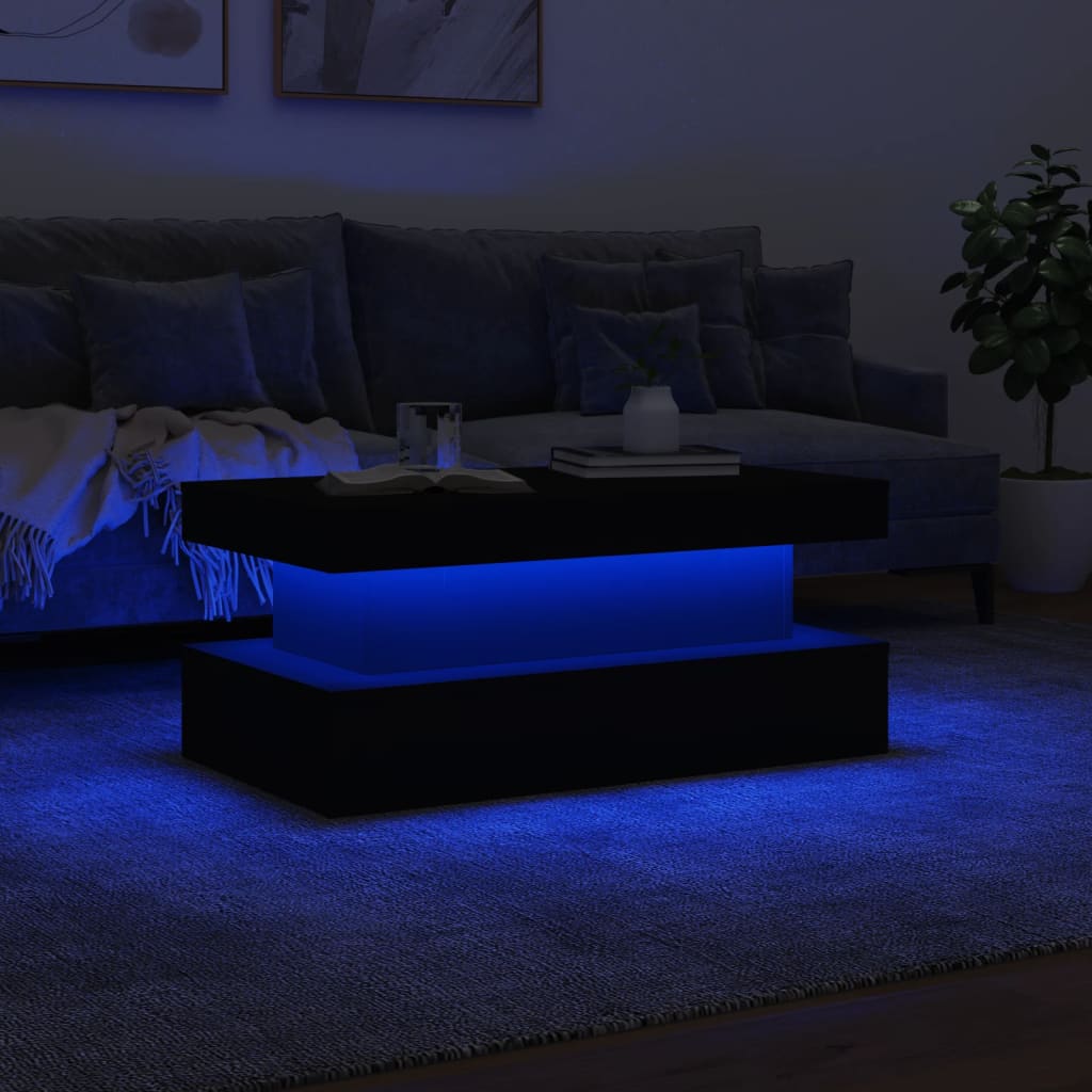 Table basse avec lumières LED blanc 90x50x40 cm - Tables basses