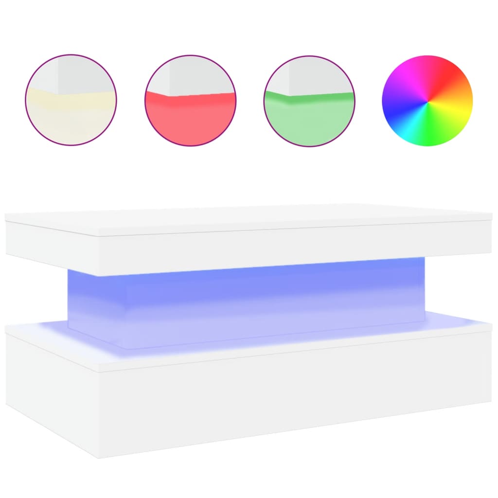 Table basse avec lumières LED blanc 90x50x40 cm - Tables basses