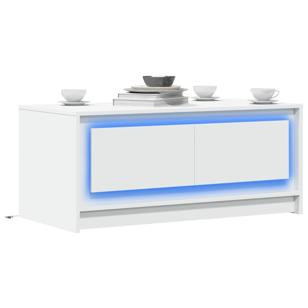 Table basse avec lumières LED blanc bois d’ingénierie - Tables basses
