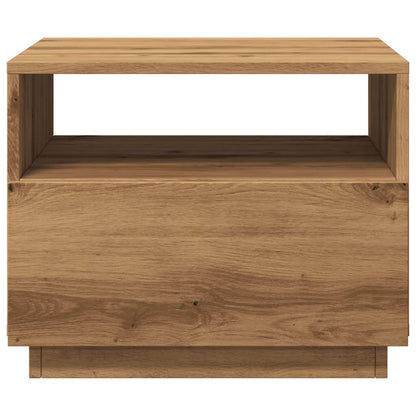Table basse avec lumières LED chêne artisanal 50x49x40 cm - Tables basses