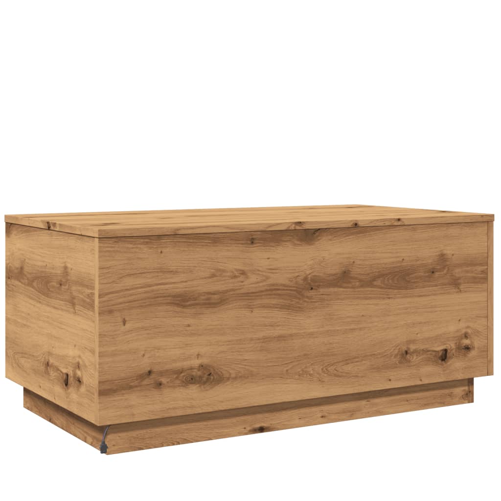 Table basse avec lumières LED chêne artisanal 90x50x40 cm - Tables basses