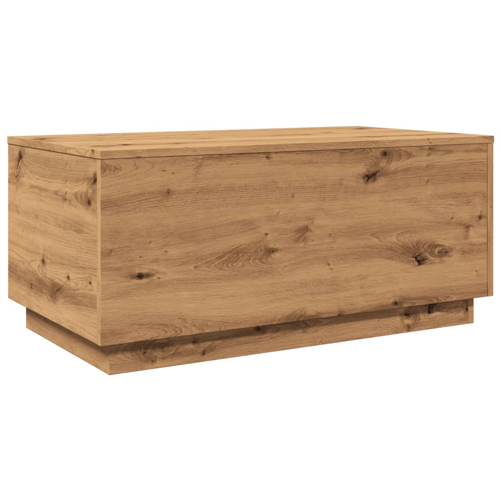 Table basse avec lumières LED chêne artisanal 90x50x40 cm - Tables basses
