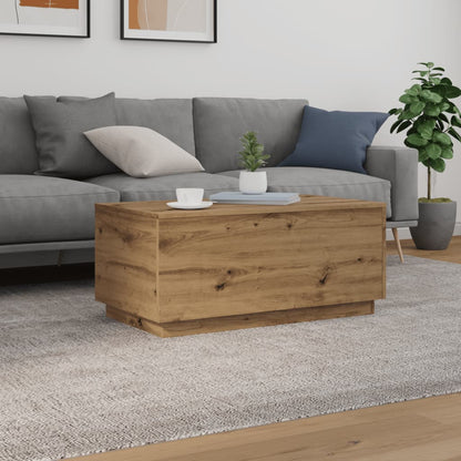 Table basse avec lumières LED chêne artisanal 90x50x40 cm - Tables basses