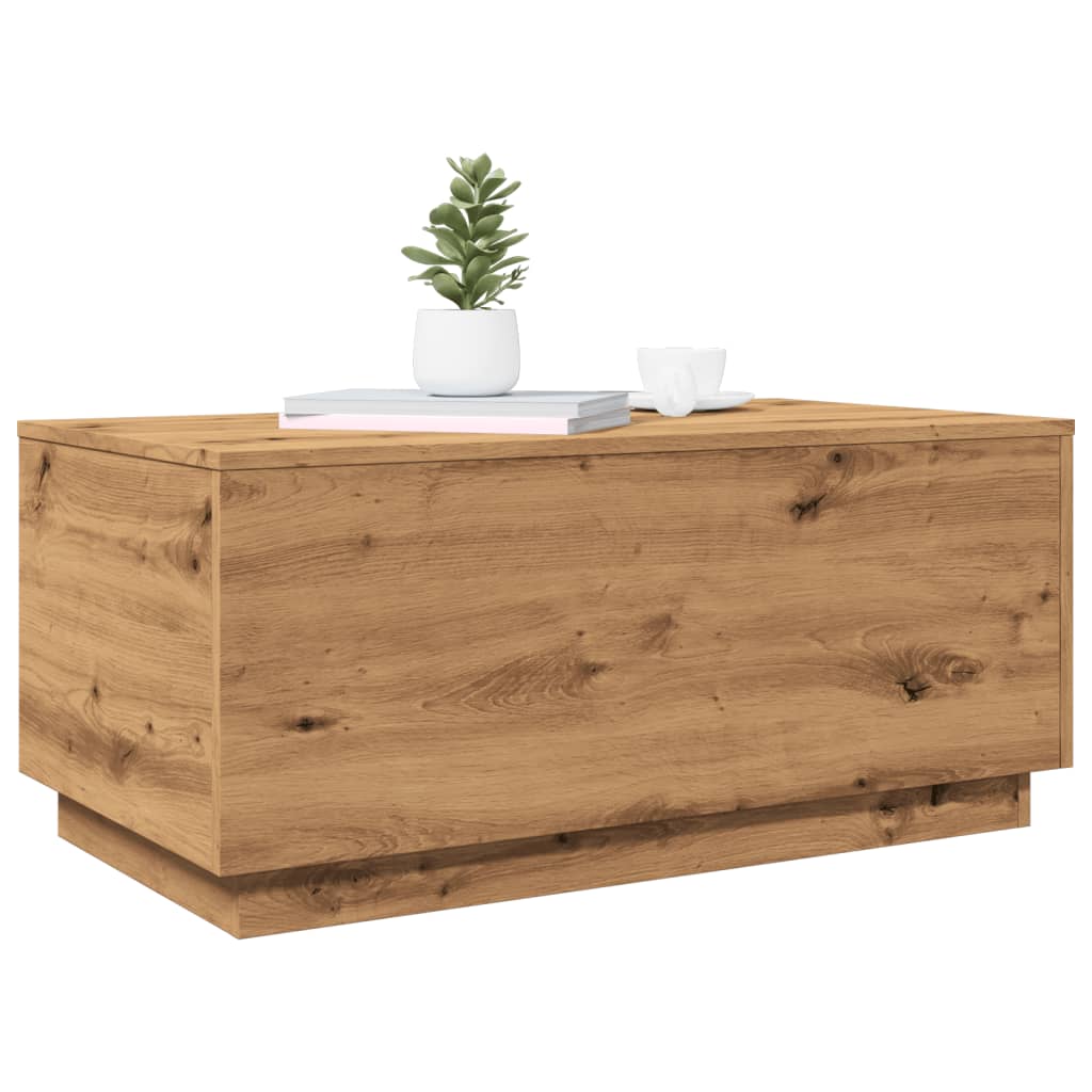 Table basse avec lumières LED chêne artisanal 90x50x40 cm - Tables basses