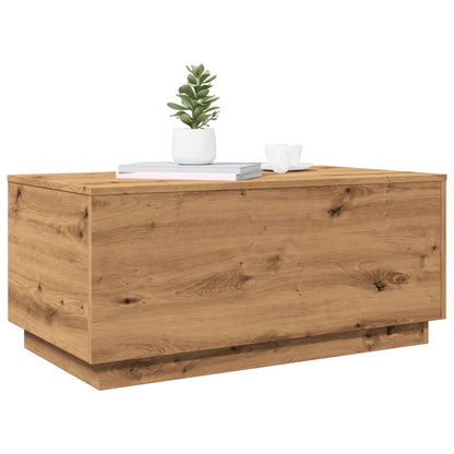 Table basse avec lumières LED chêne artisanal 90x50x40 cm - Tables basses