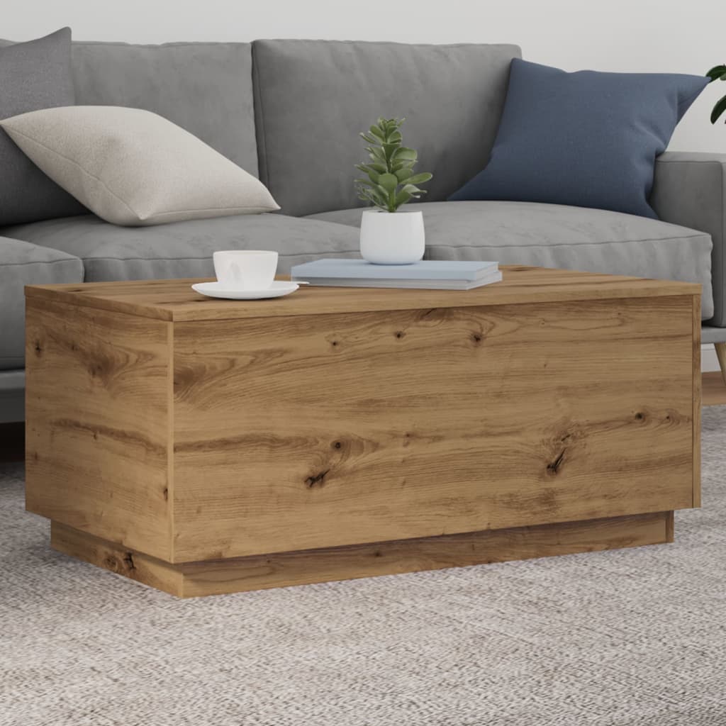 Table basse avec lumières LED chêne artisanal 90x50x40 cm - Tables basses