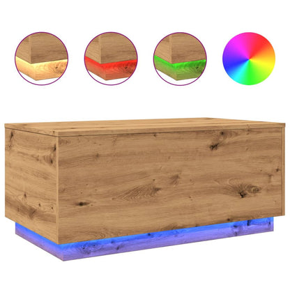 Table basse avec lumières LED chêne artisanal 90x50x40 cm - Tables basses