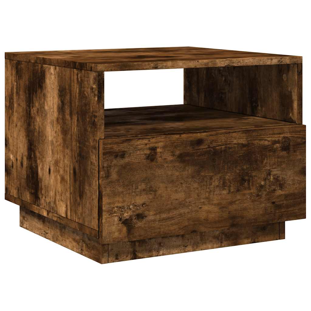 Table basse avec lumières LED chêne fumé 50x49x40 cm - Tables basses