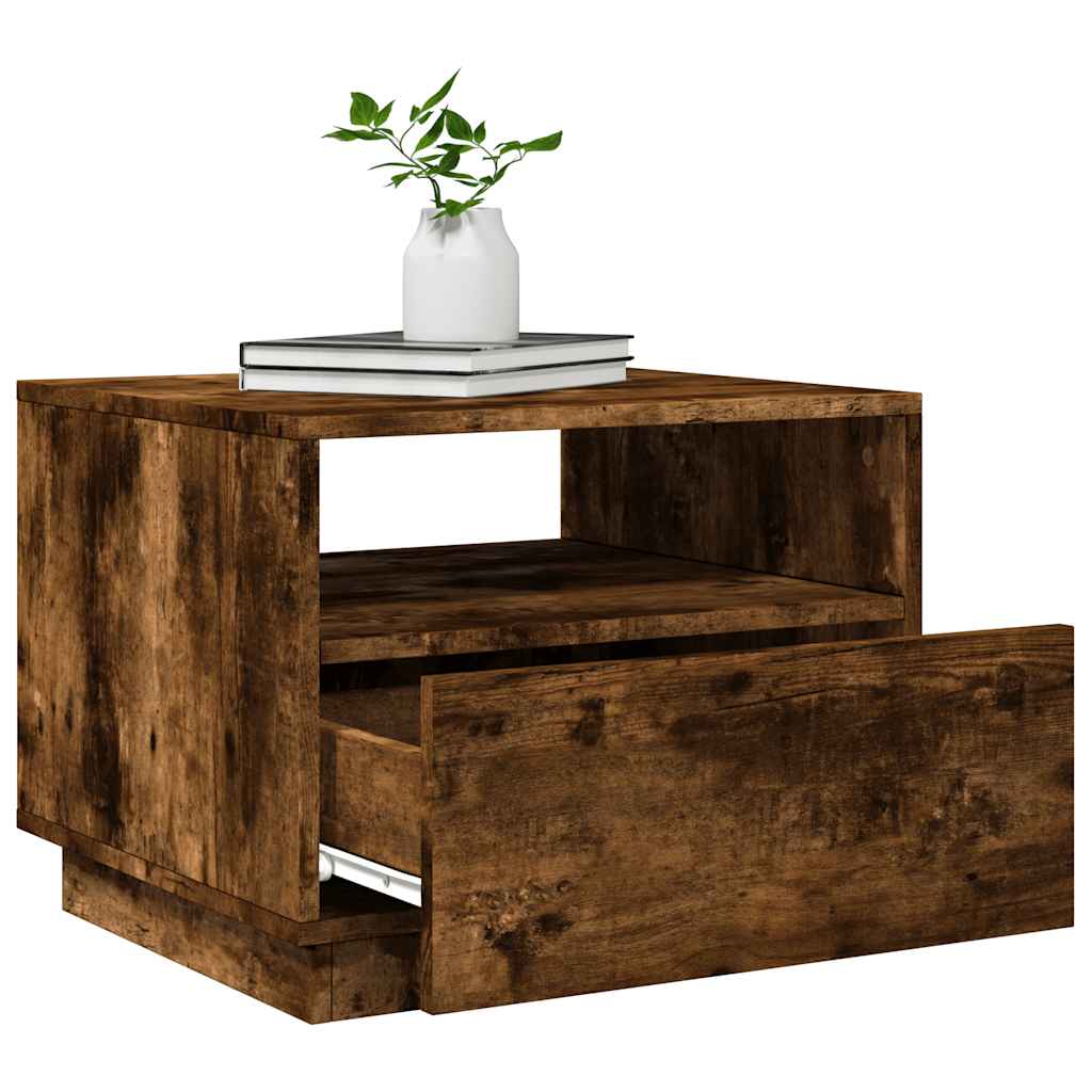 Table basse avec lumières LED chêne fumé 50x49x40 cm - Tables basses