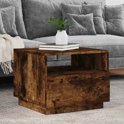 Table basse avec lumières LED chêne fumé 50x49x40 cm - Tables basses