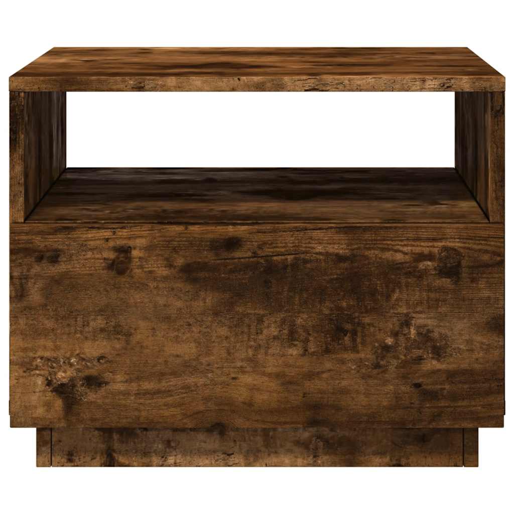 Table basse avec lumières LED chêne fumé 50x49x40 cm - Tables basses