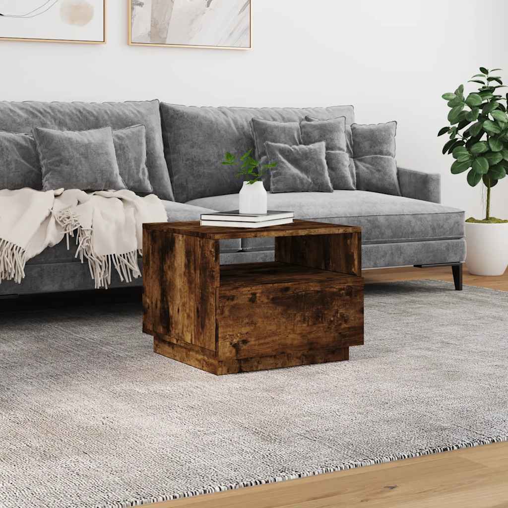 Table basse avec lumières LED chêne fumé 50x49x40 cm - Tables basses