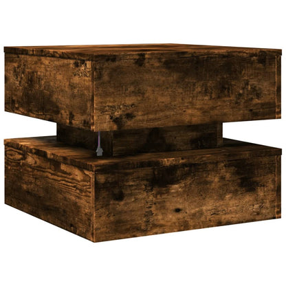 Table basse avec lumières LED chêne fumé 50x50x40 cm - Tables basses