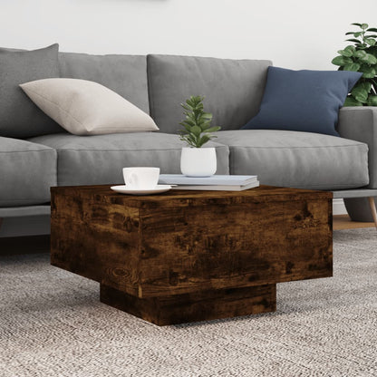 Table basse avec lumières LED chêne fumé 55x55x31 cm - Tables basses