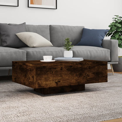 Table basse avec lumières LED chêne fumé 85x55x31 cm - Tables basses