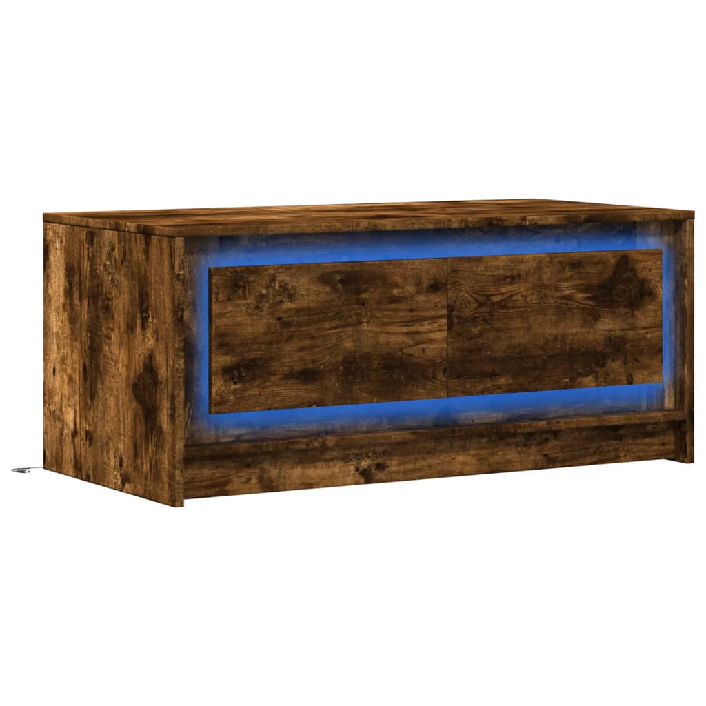 Table basse avec lumières LED chêne fumé ois d’ingénierie - Tables basses