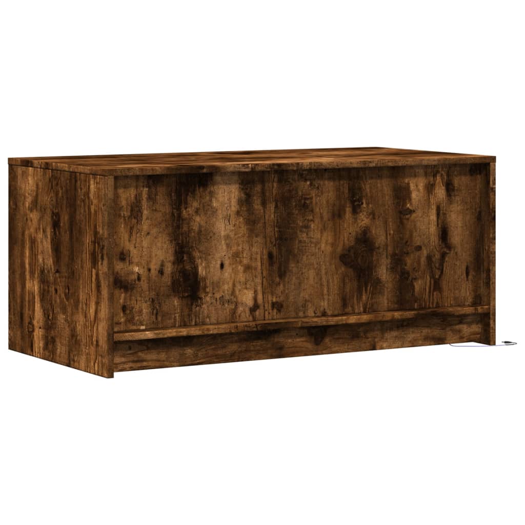 Table basse avec lumières LED chêne fumé ois d’ingénierie - Tables basses