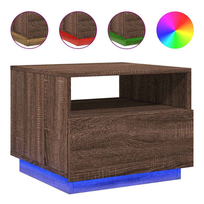 Table basse avec lumières LED chêne marron 50x49x40 cm - Tables basses
