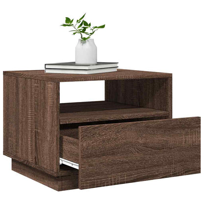 Table basse avec lumières LED chêne marron 50x49x40 cm - Tables basses