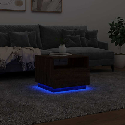 Table basse avec lumières LED chêne marron 50x49x40 cm - Tables basses