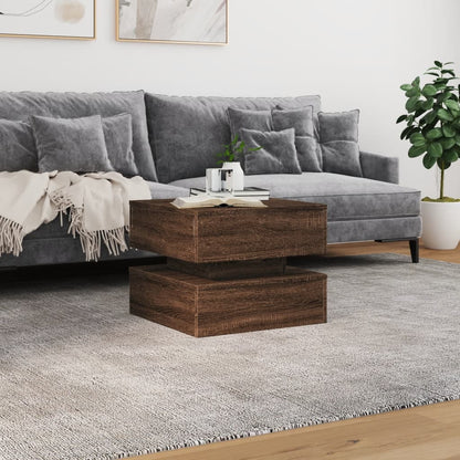 Table basse avec lumières LED chêne marron 50x50x40 cm - Tables basses