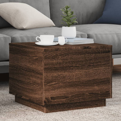 Table basse avec lumières LED chêne marron 50x50x40 cm - Tables basses