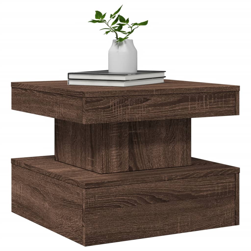 Table basse avec lumières LED chêne marron 50x50x40 cm - Tables basses