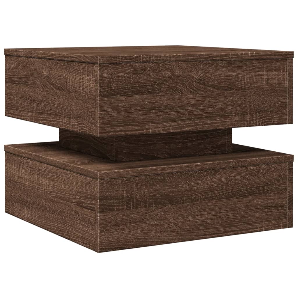 Table basse avec lumières LED chêne marron 50x50x40 cm - Tables basses