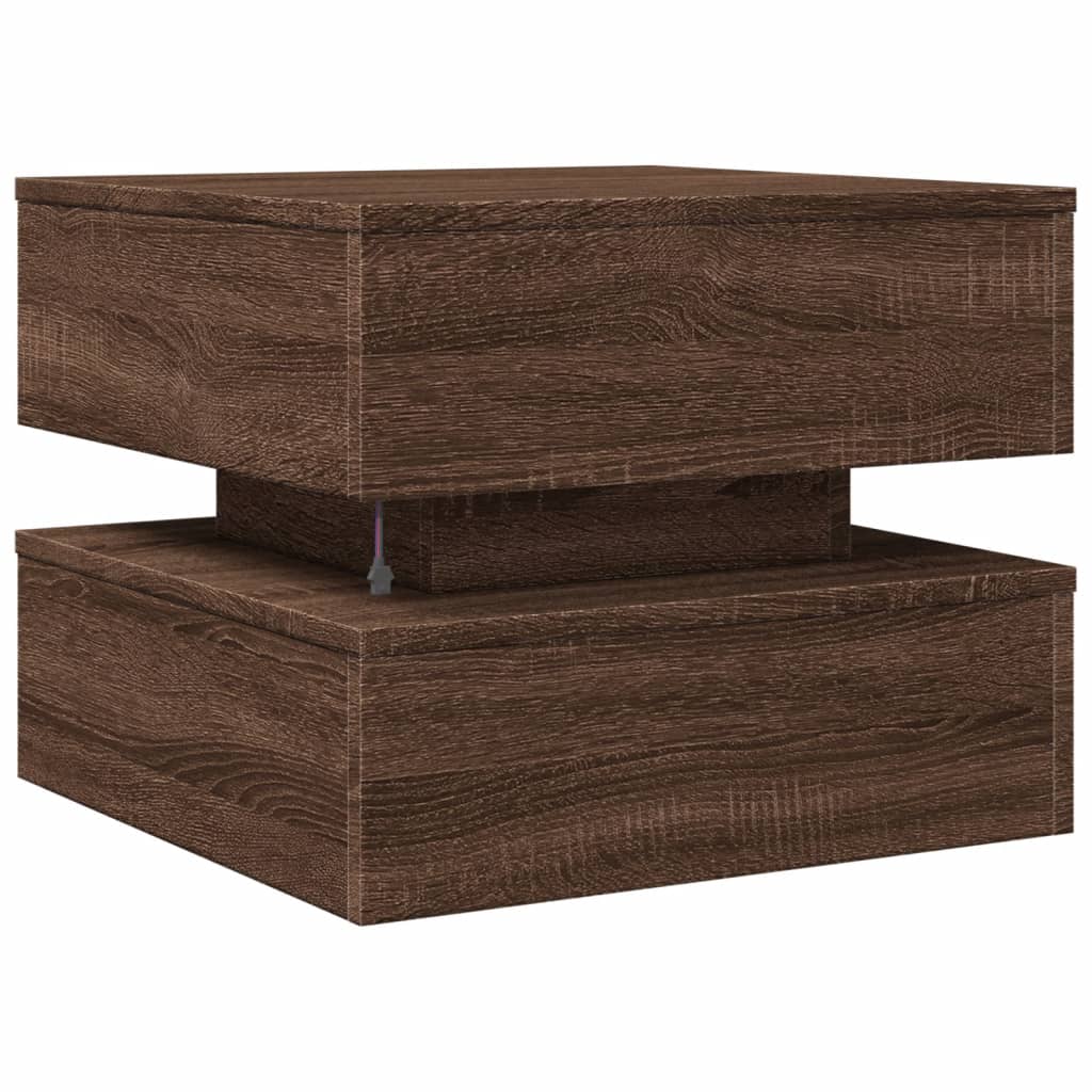 Table basse avec lumières LED chêne marron 50x50x40 cm - Tables basses
