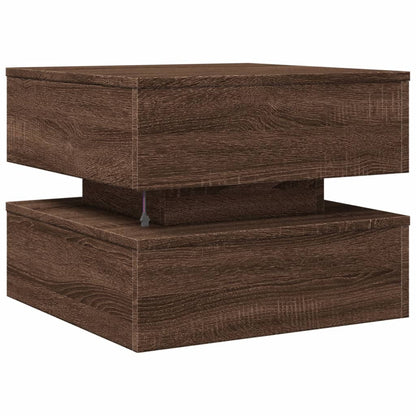 Table basse avec lumières LED chêne marron 50x50x40 cm - Tables basses