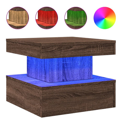 Table basse avec lumières LED chêne marron 50x50x40 cm - Tables basses