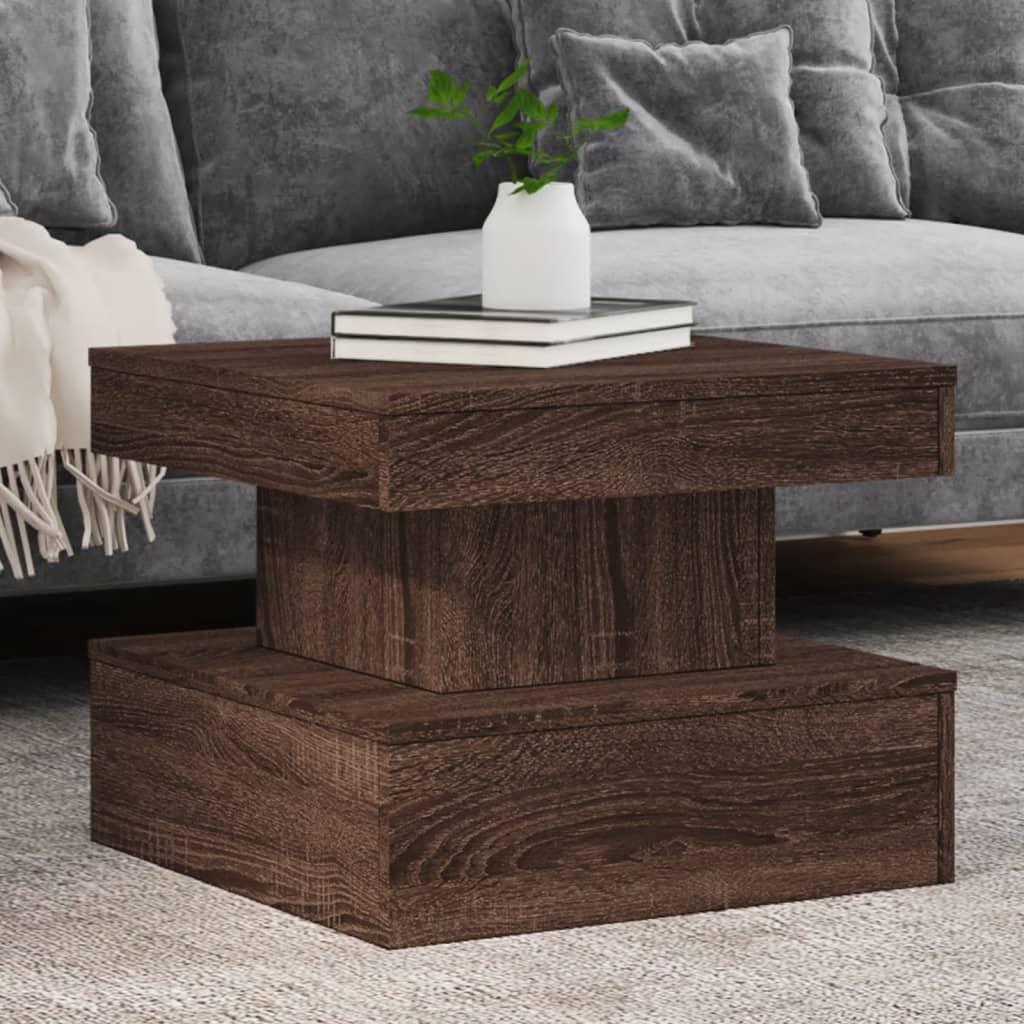 Table basse avec lumières LED chêne marron 50x50x40 cm - Tables basses