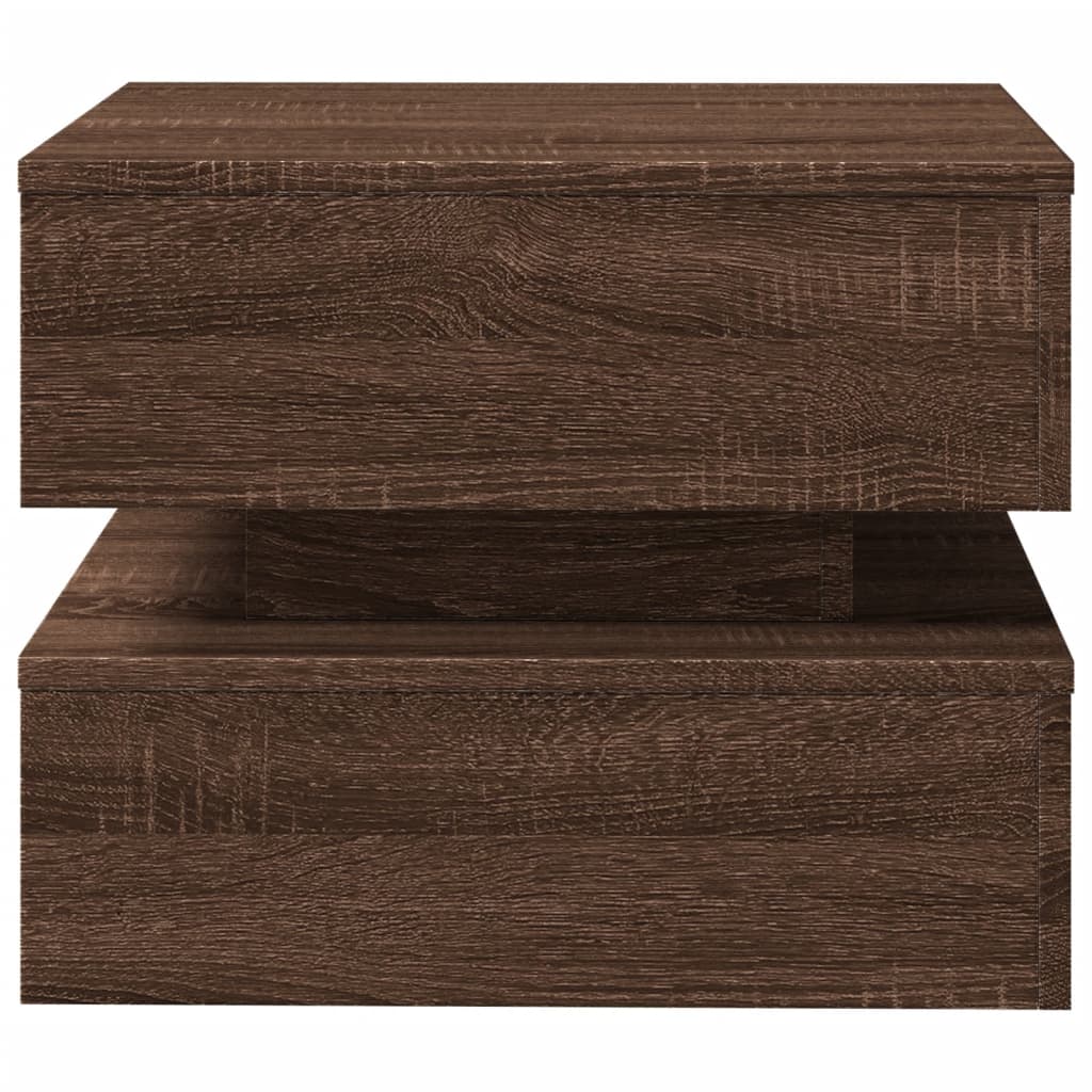 Table basse avec lumières LED chêne marron 50x50x40 cm - Tables basses