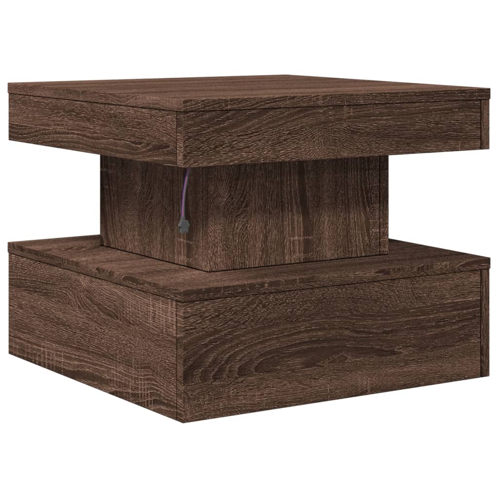 Table basse avec lumières LED chêne marron 50x50x40 cm - Tables basses
