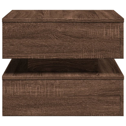 Table basse avec lumières LED chêne marron 50x50x40 cm - Tables basses