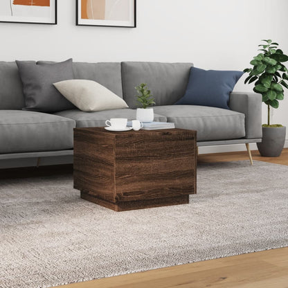 Table basse avec lumières LED chêne marron 50x50x40 cm - Tables basses