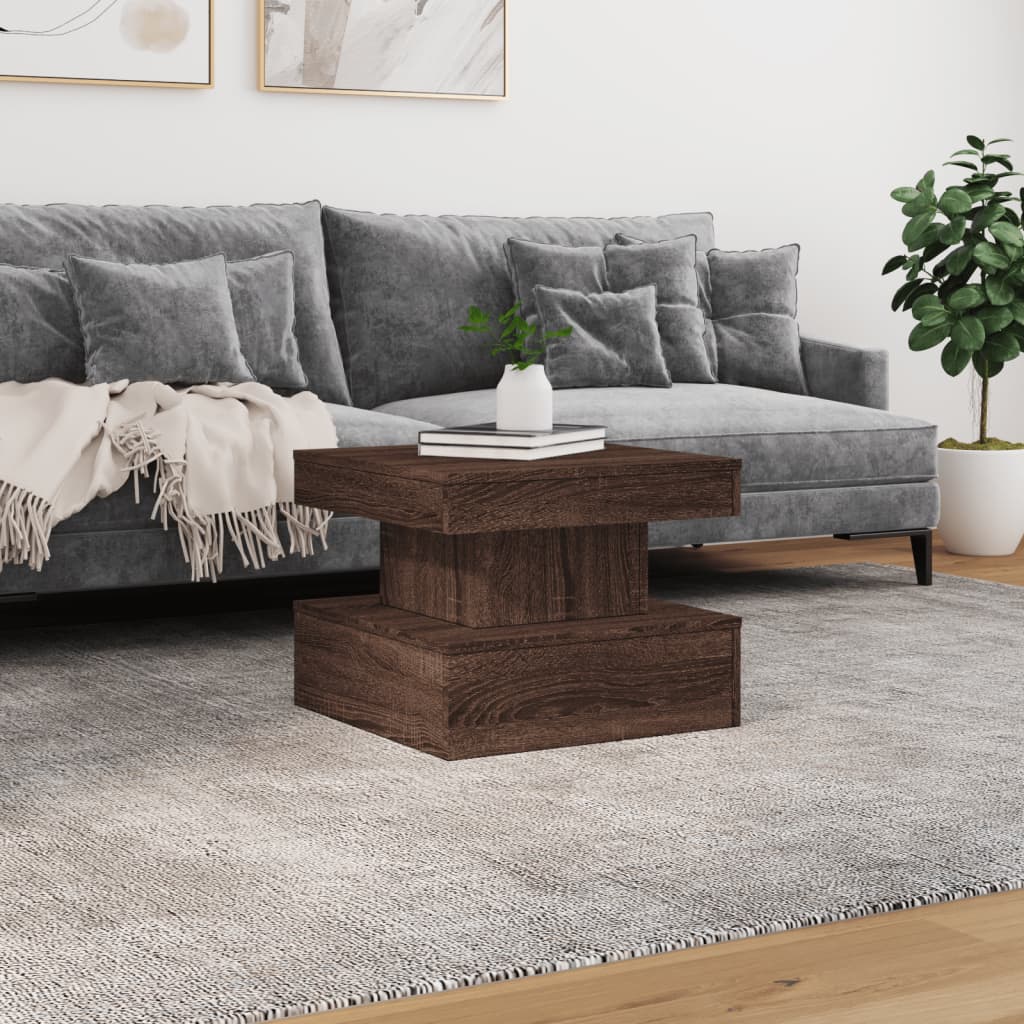 Table basse avec lumières LED chêne marron 50x50x40 cm - Tables basses