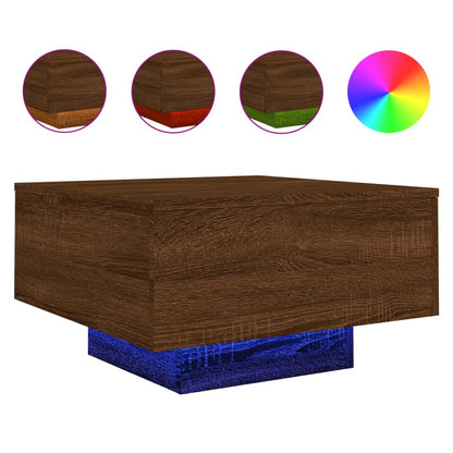 Table basse avec lumières LED chêne marron 55x55x31 cm - Tables basses