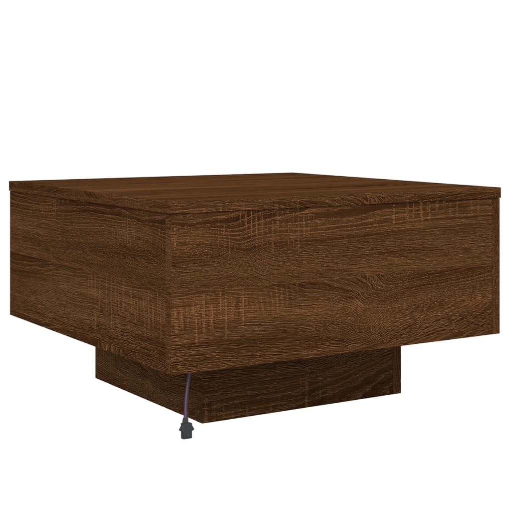 Table basse avec lumières LED chêne marron 55x55x31 cm - Tables basses