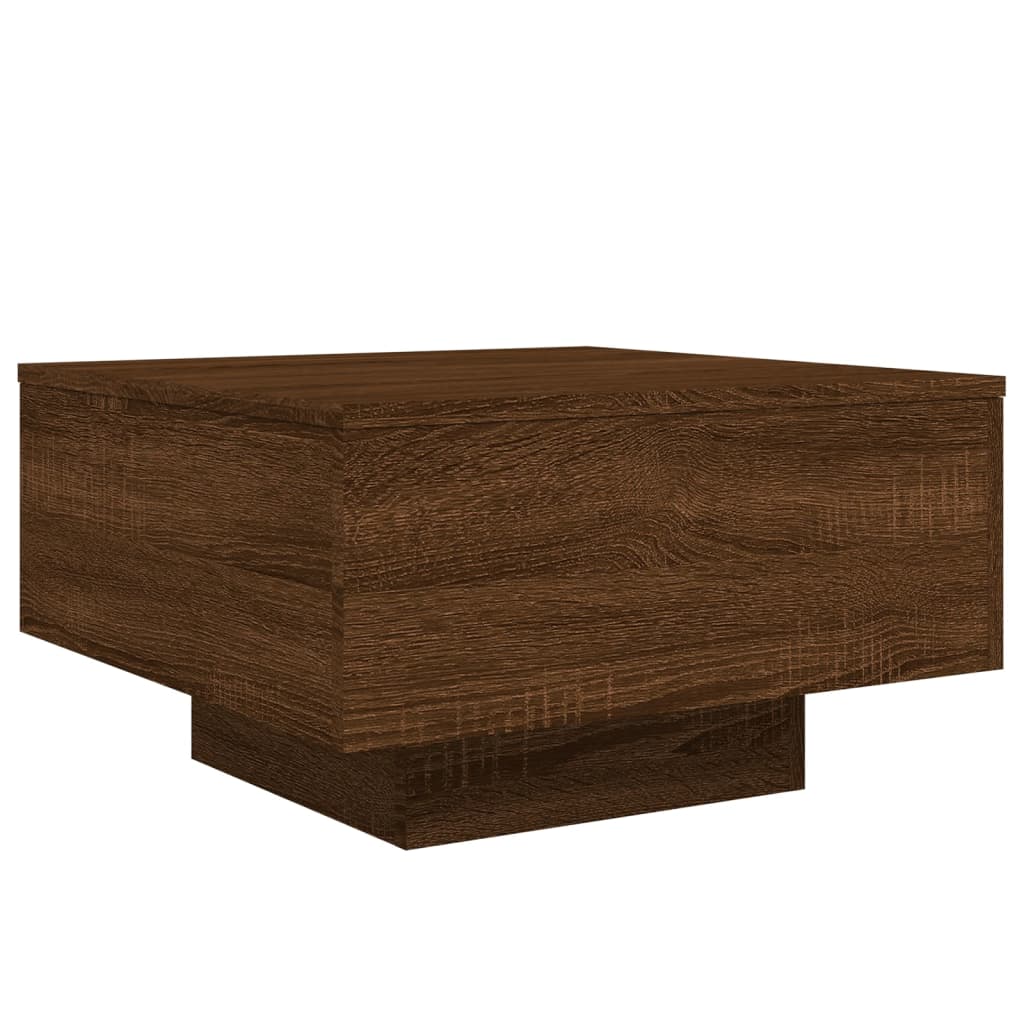 Table basse avec lumières LED chêne marron 55x55x31 cm - Tables basses
