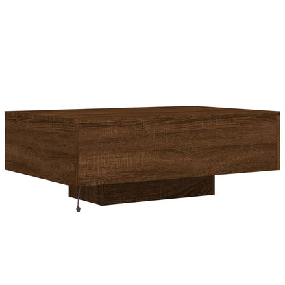 Table basse avec lumières LED chêne marron 85x55x31 cm - Tables basses
