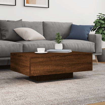 Table basse avec lumières LED chêne marron 85x55x31 cm - Tables basses