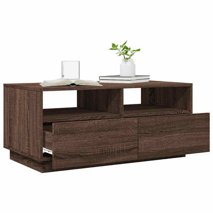 Table basse avec lumières LED chêne marron 90x49x40 cm - Tables basses