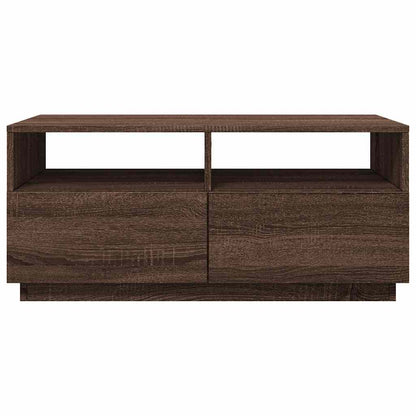Table basse avec lumières LED chêne marron 90x49x40 cm - Tables basses